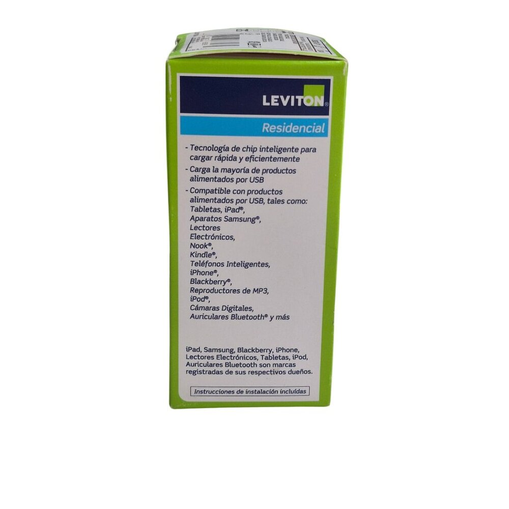 Leviton Residential Duplex USB Charger T5632-GY Gray 15A/125V - Picture 4 of 6